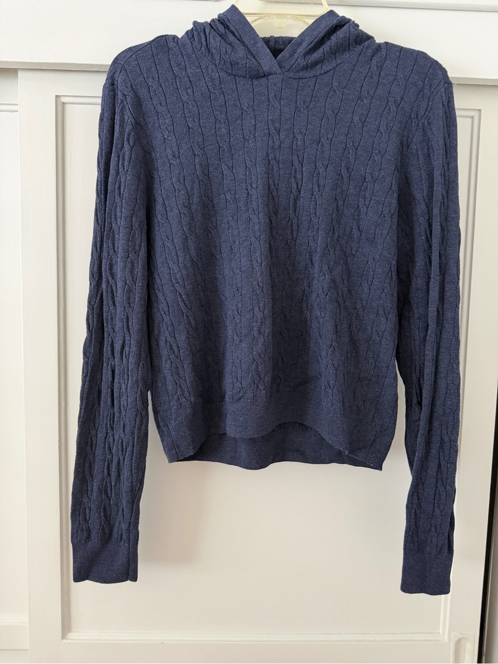 Uniqlo Cable-Knit Hooded Sweater in Navy-Medium